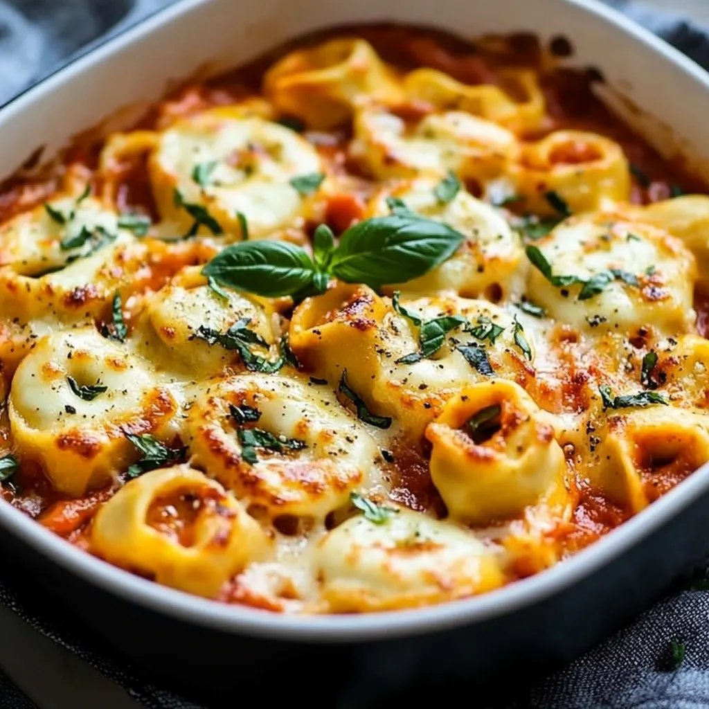 Tortellini-Auflauf mit Tomaten und Mozzarella