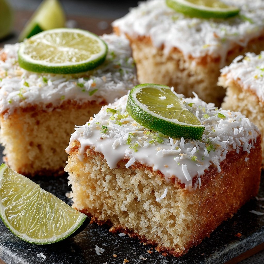 Blechkuchen mit Kokos und Limette