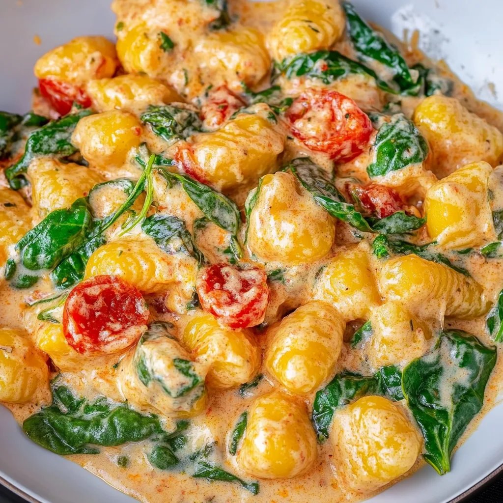 Schnelle Gnocchi-Pfanne mit Tomate & Spinat