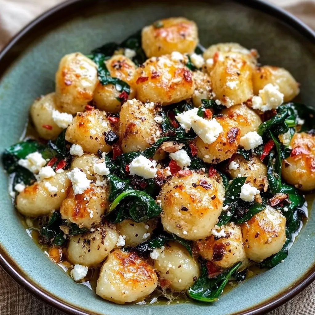 Cremige Gnocchi mit Spinat und Feta