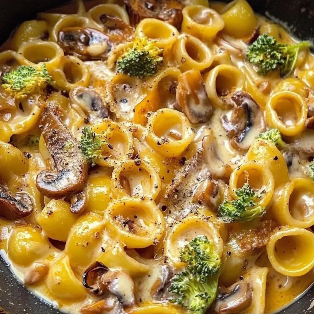 Datenight Pasta mit Brokkoli, Speck & Champignons