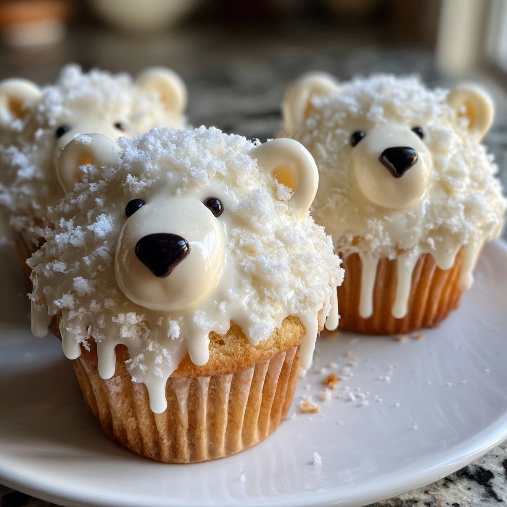 Weihnachts-Polarweiße Bären-Cupcakes