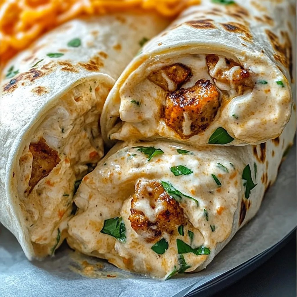 Hähnchen-Wraps mit Käse und Knoblauch