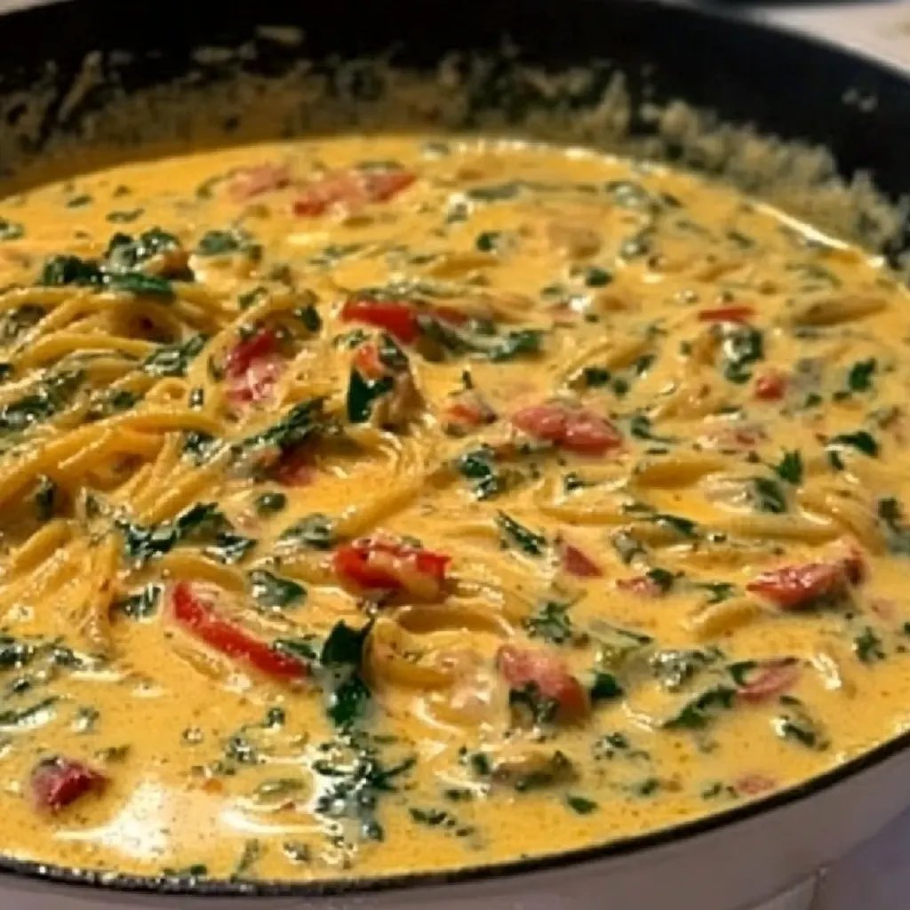 Cremige überbackene Spaghetti