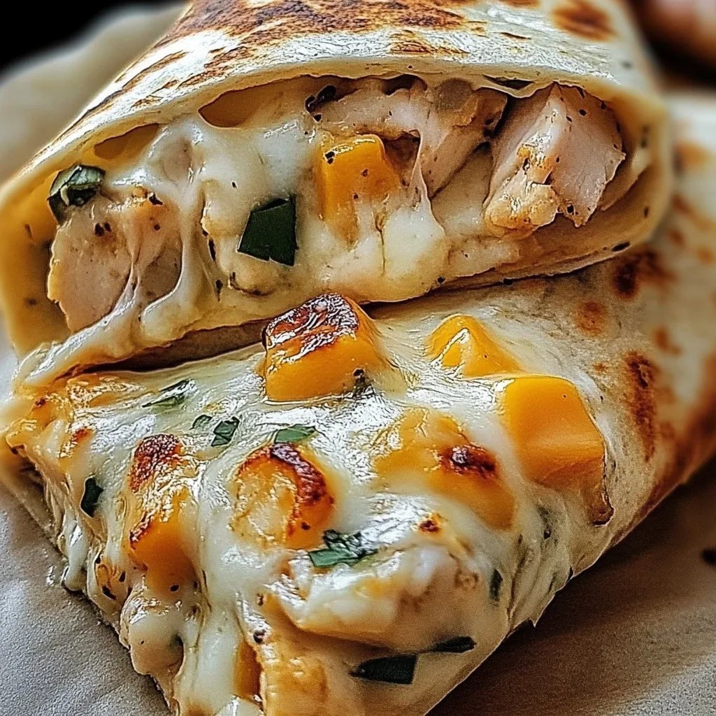 Hähnchen-Wraps mit Käse und Knoblauch
