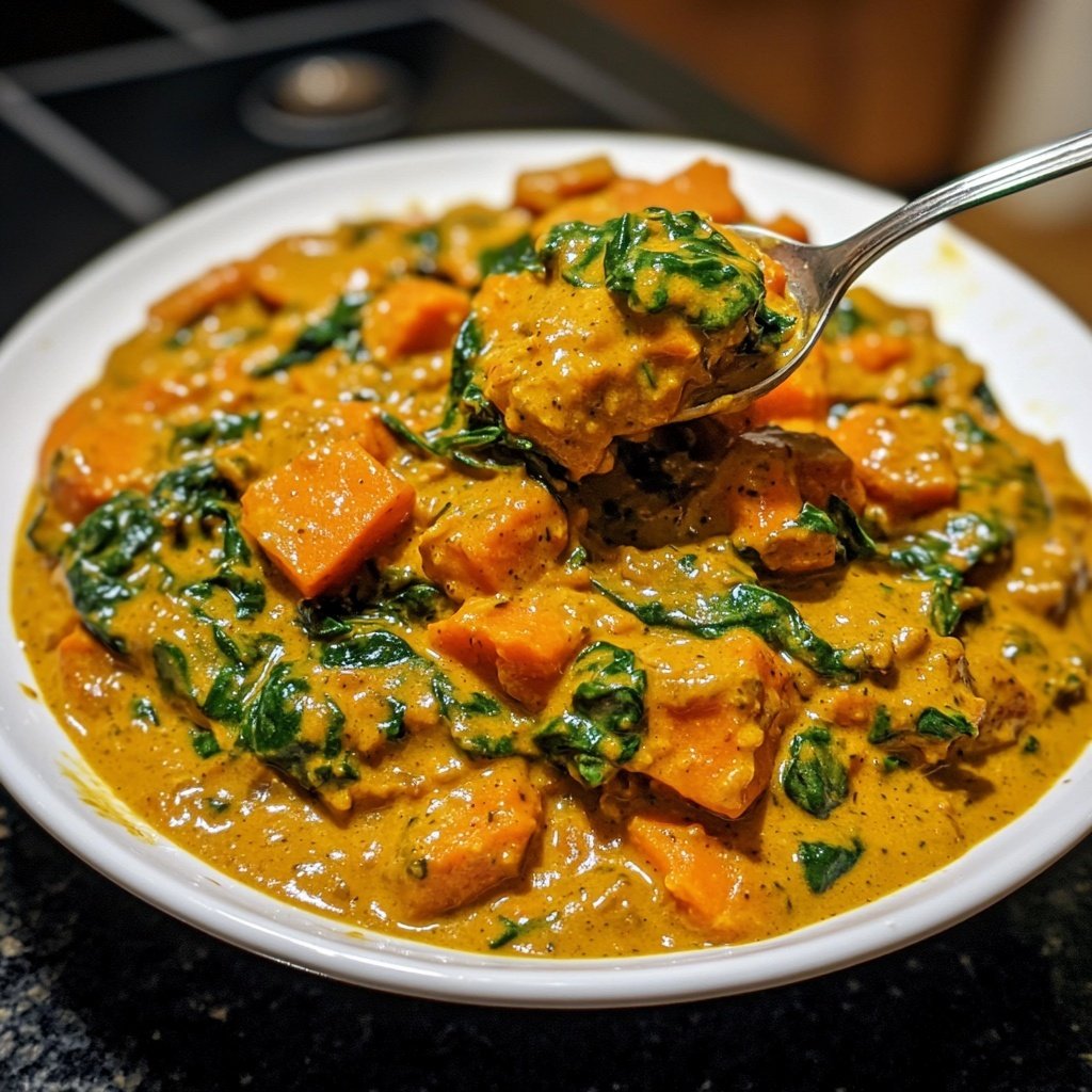 Süßkartoffelcurry mit Spinat