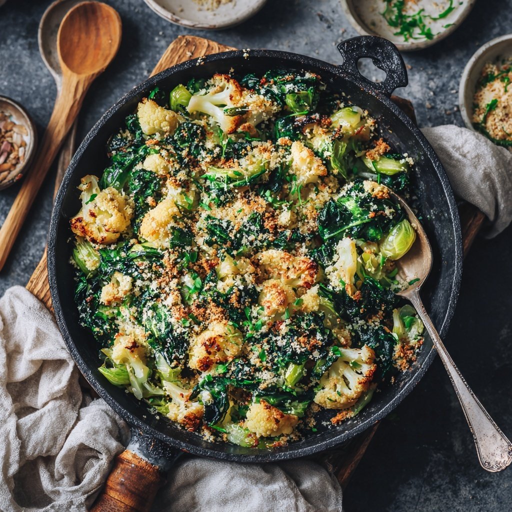 Blumenkohl Pfanne Mit Spinat