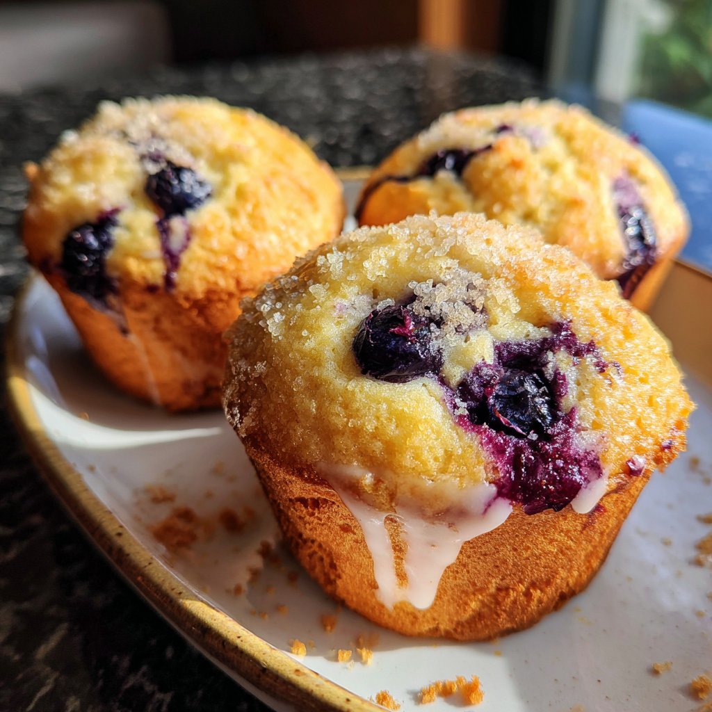 Lockere Blaubeermuffins wie vom Bäcker