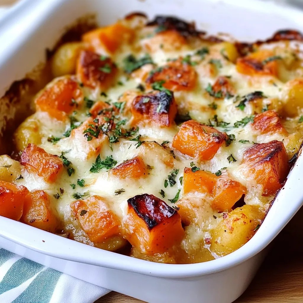 Gnocchi Kürbis Auflauf mit Lauch